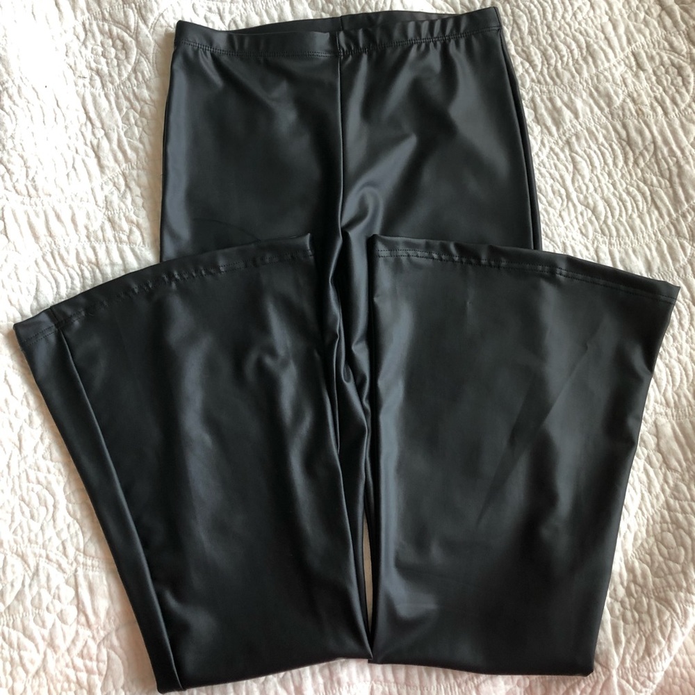 Faux leather flare pants